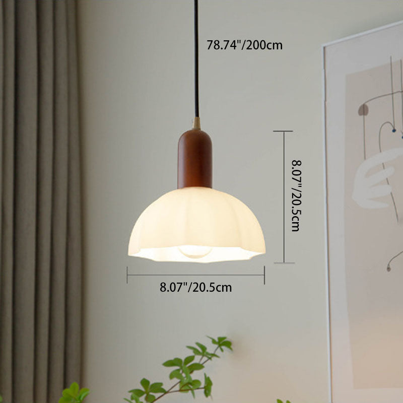 Traditional Vintage Octagonal Iron Rubber Wood Glass 1/2/3-light Pendant Light for Dining Room
