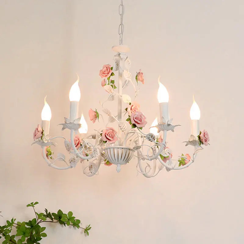 Traditional Vintage Vine Multiple Floral Iron Ceramic 3/6/8-light Chandelier for Bedroom modern luxury lighting fixture