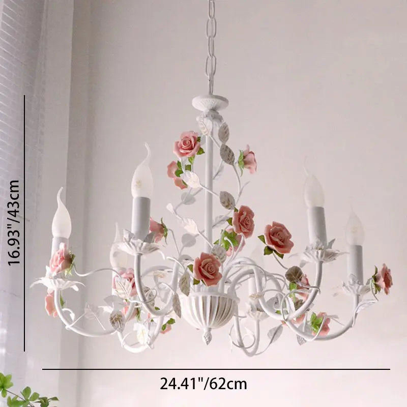 Traditional Vintage Vine Multiple Floral Iron Ceramic 3/6/8-light Chandelier for Bedroom Lumendat