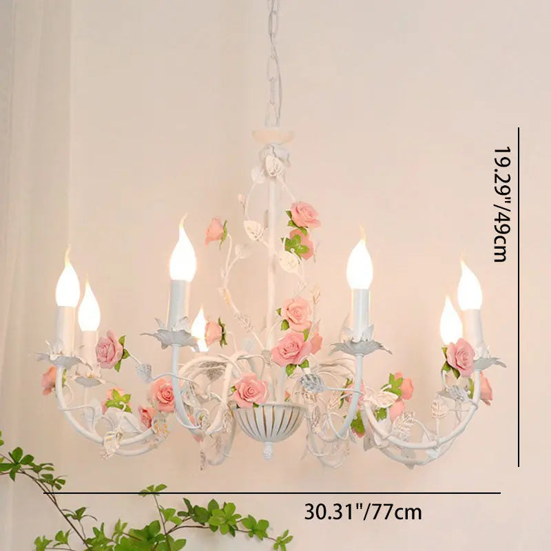 Traditional Vintage Vine Multiple Floral Iron Ceramic 3/6/8-light Chandelier for Bedroom Lumendat