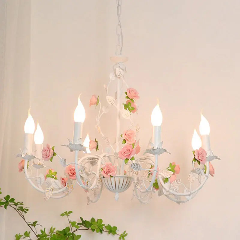 Traditional Vintage Vine Multiple Floral Iron Ceramic 3/6/8-light Chandelier for Bedroom Lumendat