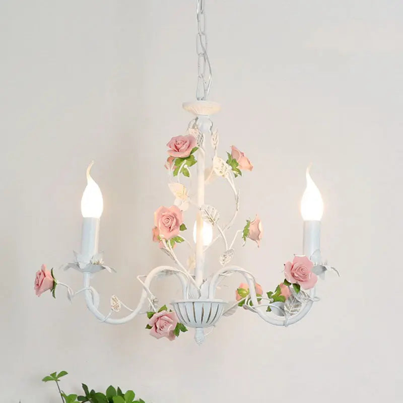 Traditional Vintage Vine Multiple Floral Iron Ceramic 3/6/8-light Chandelier for Bedroom Lumendat