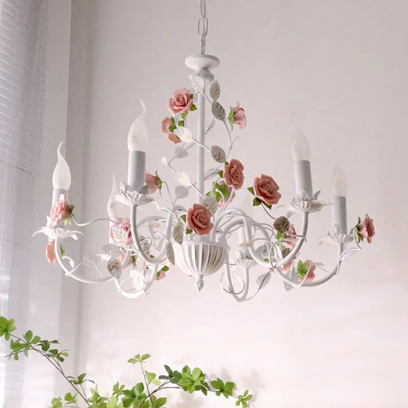 Traditional Vintage Vine Multiple Floral Iron Ceramic 3/6/8-light Chandelier for Bedroom Lumendat