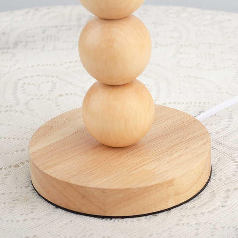Traditional Vintage Pleated Gourd Shaped Oak Fabric 1-Light Table Lamp For Bedroom Lumendat