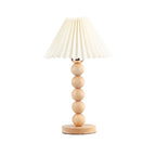 Traditional Vintage Pleated Gourd Shaped Oak Fabric 1-Light Table Lamp For Bedroom Lumendat