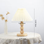 Traditional Vintage Pleated Gourd Shaped Oak Fabric 1-Light Table Lamp For Bedroom Lumendat