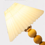 Traditional Vintage Pleated Gourd Shaped Oak Fabric 1-Light Table Lamp For Bedroom Lumendat
