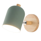 Contemporary Nordic Rotatable Cylinder Iron Solid Wood Aluminum 1-Light Wall Sconce Lamp For Bedroom