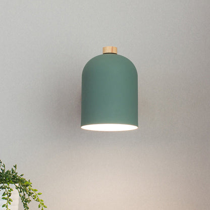 Contemporary Nordic Rotatable Cylinder Iron Solid Wood Aluminum 1-Light Wall Sconce Lamp For Bedroom