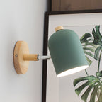 Contemporary Nordic Rotatable Cylinder Iron Solid Wood Aluminum 1-Light Wall Sconce Lamp For Bedroom