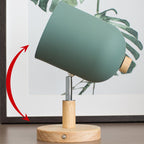 Contemporary Nordic Rotatable Cylinder Iron Solid Wood Aluminum 1-Light Wall Sconce Lamp For Bedroom