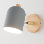 Contemporary Nordic Rotatable Cylinder Iron Solid Wood Aluminum 1-Light Wall Sconce Lamp For Bedroom