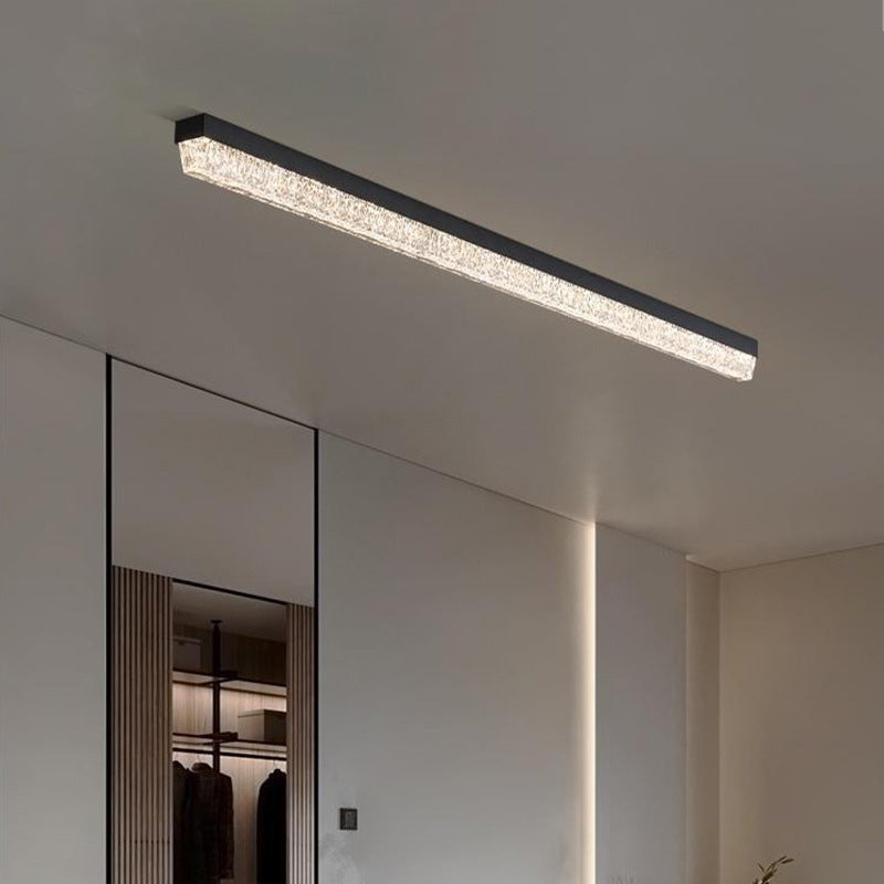 Traditional Luxury Long Ice Road Iron Acrylic LED Flush Mount Ceiling Light for Bedroom