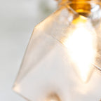 Modern Minimalist Square Metal Glass Copper 1-Light Pendant Light For Living Room