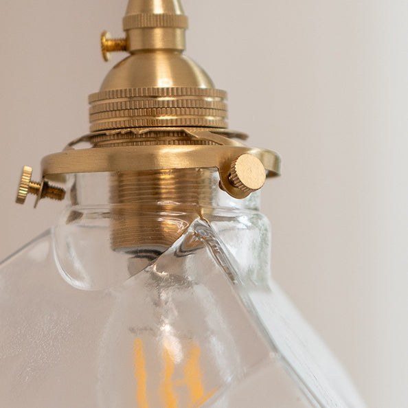 Modern Minimalist Square Metal Glass Copper 1-Light Pendant Light For Living Room