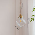 Modern Minimalist Square Metal Glass Copper 1-Light Pendant Light For Living Room