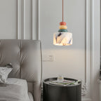 Contemporary Nordic Liftable Cylindrical Marble Hardware 1-Light Pendant Light For Bedroom