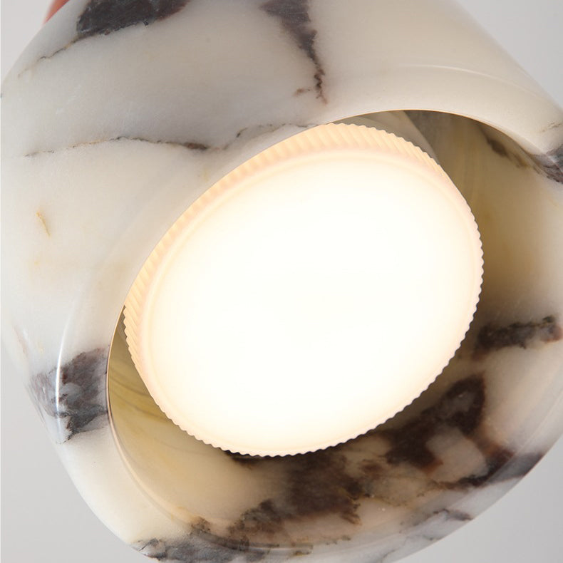 Contemporary Nordic Liftable Cylindrical Marble Hardware 1-Light Pendant Light For Bedroom