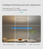 Full Spectrum LED Linear Pendant Light For Living Room - Anti-Glare Eye-Care Dimmable With Remote