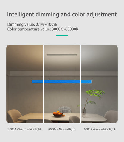 Full Spectrum LED Linear Pendant Light For Living Room - Anti-Glare Eye-Care Dimmable With Remote
