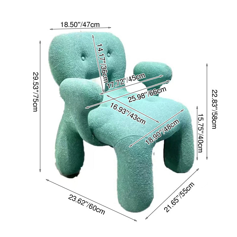 Lumendat Modern Minimalist Gingerbread Man Wood Fabric Cartoon Accent Chair With Backrest Armrests For Living Room Lumendat