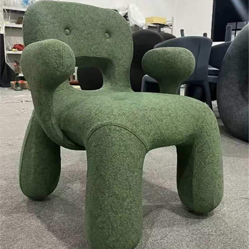 Lumendat Modern Minimalist Gingerbread Man Wood Fabric Cartoon Accent Chair With Backrest Armrests For Living Room Lumendat