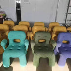 Lumendat Modern Minimalist Gingerbread Man Wood Fabric Cartoon Accent Chair With Backrest Armrests For Living Room Lumendat