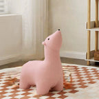 Lumendat Contemporary Creative Polar Bear Solid Wood Lambswool Kids Stool Movable For Living Room Lumendat
