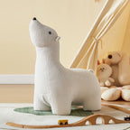 Lumendat Contemporary Creative Polar Bear Solid Wood Lambswool Kids Stool Movable For Living Room Lumendat