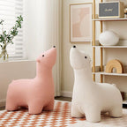 Lumendat Contemporary Creative Polar Bear Solid Wood Lambswool Kids Stool Movable For Living Room Lumendat