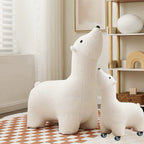 Lumendat Contemporary Creative Polar Bear Solid Wood Lambswool Kids Stool Movable For Living Room Lumendat