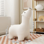 Lumendat Contemporary Creative Polar Bear Solid Wood Lambswool Kids Stool Movable For Living Room Lumendat