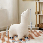 Lumendat Contemporary Creative Polar Bear Solid Wood Lambswool Kids Stool Movable For Living Room Lumendat