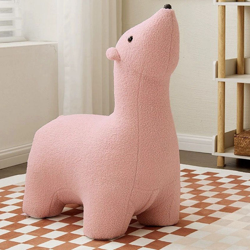 Lumendat Contemporary Creative Polar Bear Solid Wood Lambswool Kids Stool Movable For Living Room Lumendat