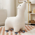 Lumendat Contemporary Creative Polar Bear Solid Wood Lambswool Kids Stool Movable For Living Room Lumendat