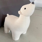 Lumendat Contemporary Creative Polar Bear Solid Wood Lambswool Kids Stool Movable For Living Room Lumendat