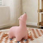 Lumendat Contemporary Creative Polar Bear Solid Wood Lambswool Kids Stool Movable For Living Room Lumendat