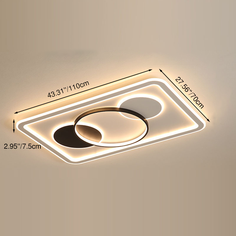 Modern Minimalist Round Rectangle Square Acrylic Iron LED Flush Mount Ceiling Light For Living Room & Bedroom