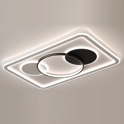 Modern Minimalist Round Rectangle Square Acrylic Iron LED Flush Mount Ceiling Light For Living Room & Bedroom