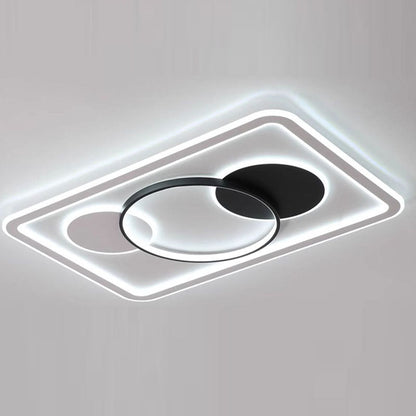 Modern Minimalist Round Rectangle Square Acrylic Iron LED Flush Mount Ceiling Light For Living Room & Bedroom