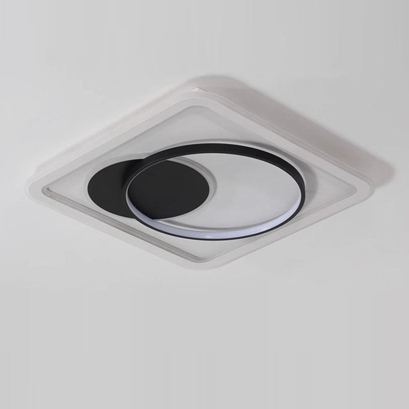 Modern Minimalist Round Rectangle Square Acrylic Iron LED Flush Mount Ceiling Light For Living Room & Bedroom