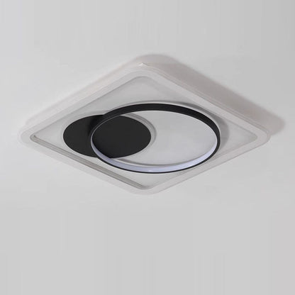 Modern Minimalist Round Rectangle Square Acrylic Iron LED Flush Mount Ceiling Light For Living Room & Bedroom