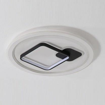 Modern Minimalist Round Rectangle Square Acrylic Iron LED Flush Mount Ceiling Light For Living Room & Bedroom