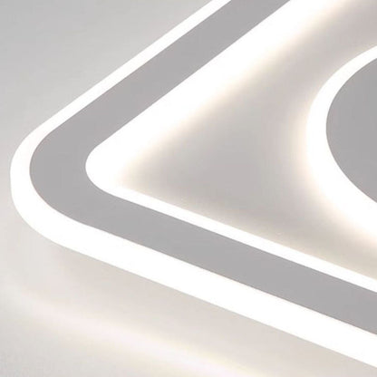Modern Minimalist Round Rectangle Square Acrylic Iron LED Flush Mount Ceiling Light For Living Room & Bedroom