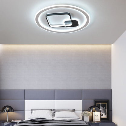 Modern Minimalist Round Rectangle Square Acrylic Iron LED Flush Mount Ceiling Light For Living Room & Bedroom
