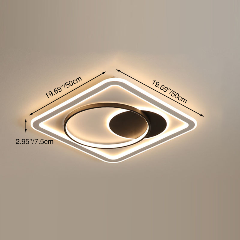 Modern Minimalist Round Rectangle Square Acrylic Iron LED Flush Mount Ceiling Light For Living Room & Bedroom