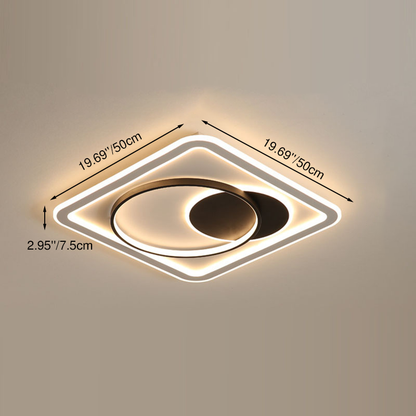 Modern Minimalist Round Rectangle Square Acrylic Iron LED Flush Mount Ceiling Light For Living Room & Bedroom