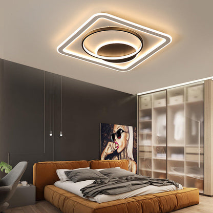 Modern Minimalist Round Rectangle Square Acrylic Iron LED Flush Mount Ceiling Light For Living Room & Bedroom
