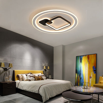 Modern Minimalist Round Rectangle Square Acrylic Iron LED Flush Mount Ceiling Light For Living Room & Bedroom