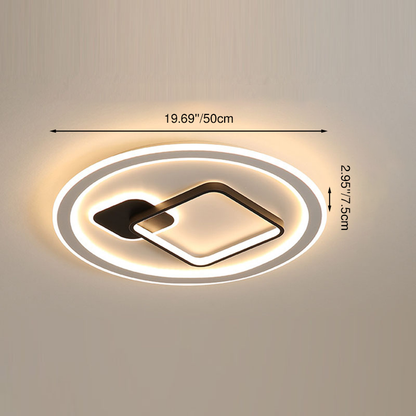 Modern Minimalist Round Rectangle Square Acrylic Iron LED Flush Mount Ceiling Light For Living Room & Bedroom
